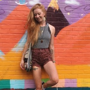 Free People embroidered high rise shorts